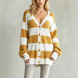 Women's striped knitted cardigan coat - Soft and comfortable