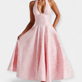 Maya | Midi dress with open back and corset
