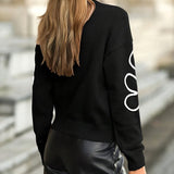 Elegant Women's Sweater with Flower Embroidery – Soft Knit with Round Neck