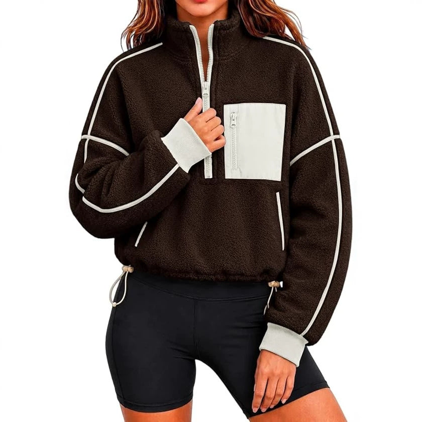 Women's cropped drawstring sweatshirt - Casual and modern