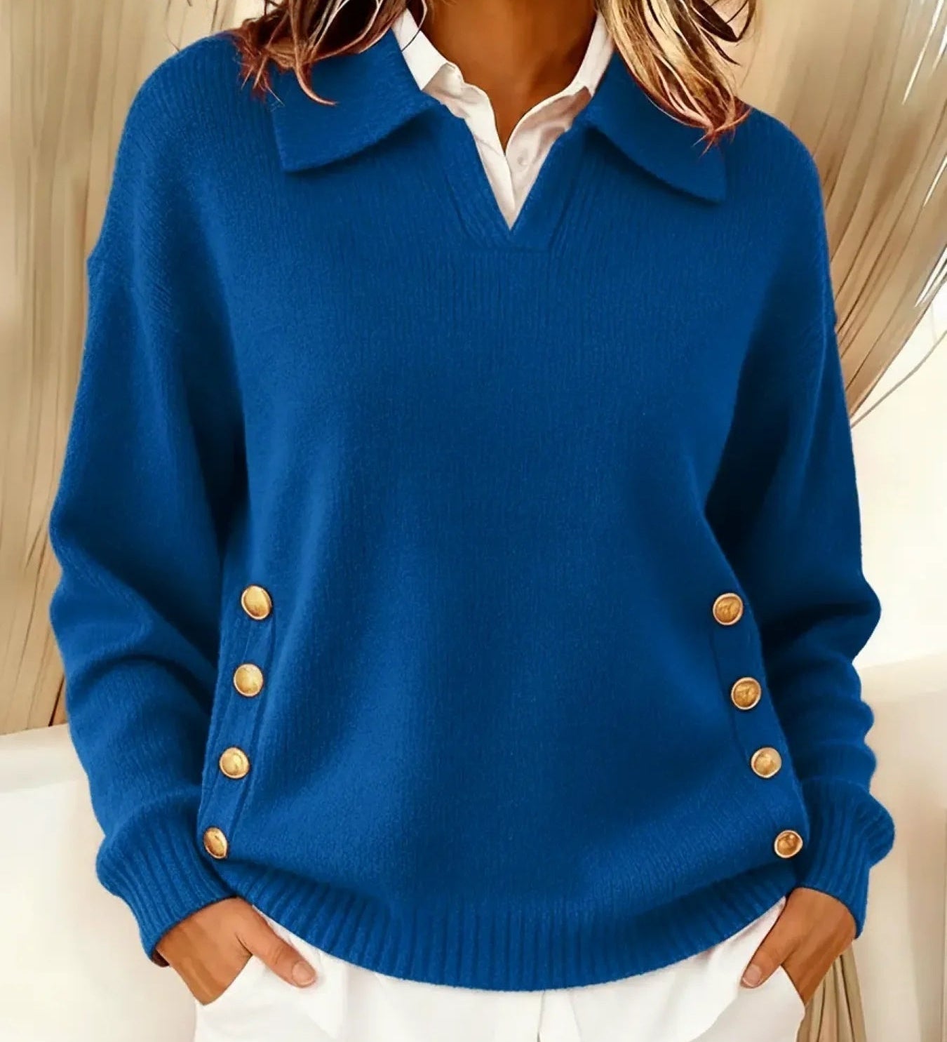 Erminia | Polo Neck Jumper with Buttons