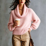 Women's turtleneck sweater with puff sleeves - Soft and trendy
