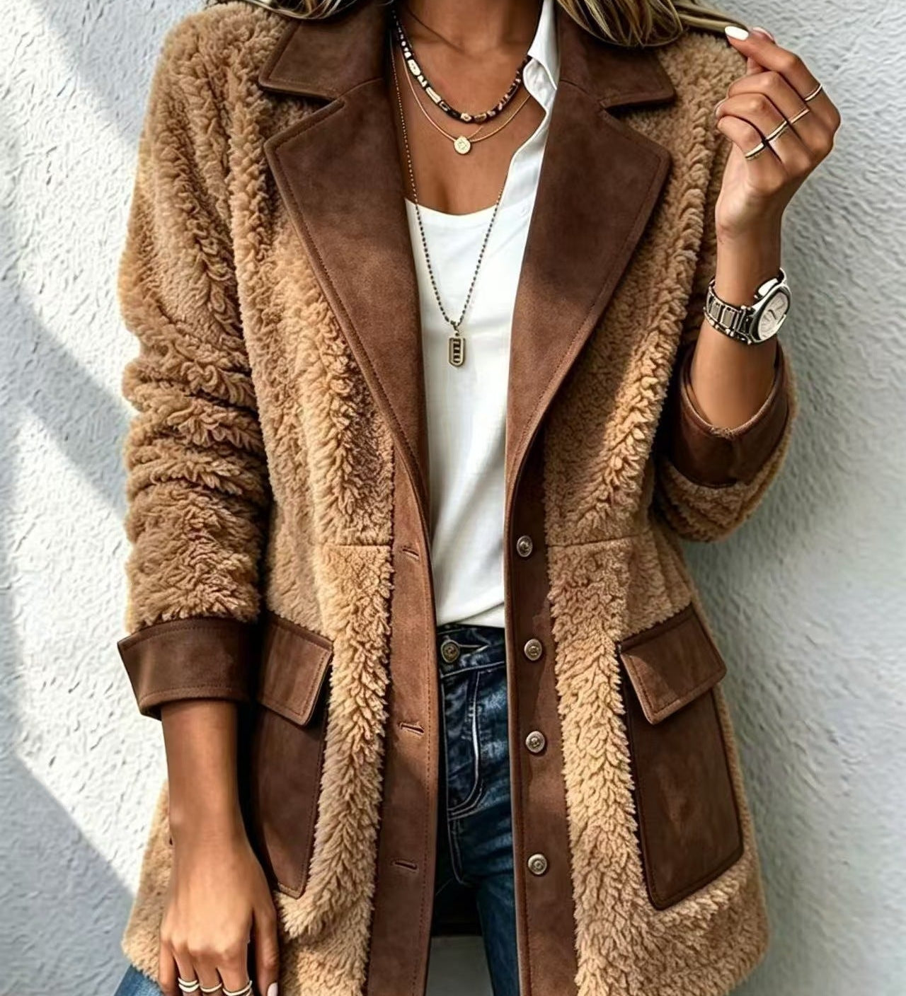 Women's Patchwork Denim Cardigan - Warm and Unique