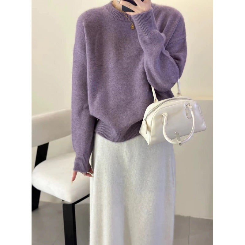 Luxurious Oversized Women's Pullover – Loose-Fitting Sweater in Mohair Blend