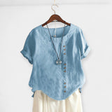 Sand | Button and Short Sleeved Blouse