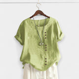 Sand | Button and Short Sleeved Blouse