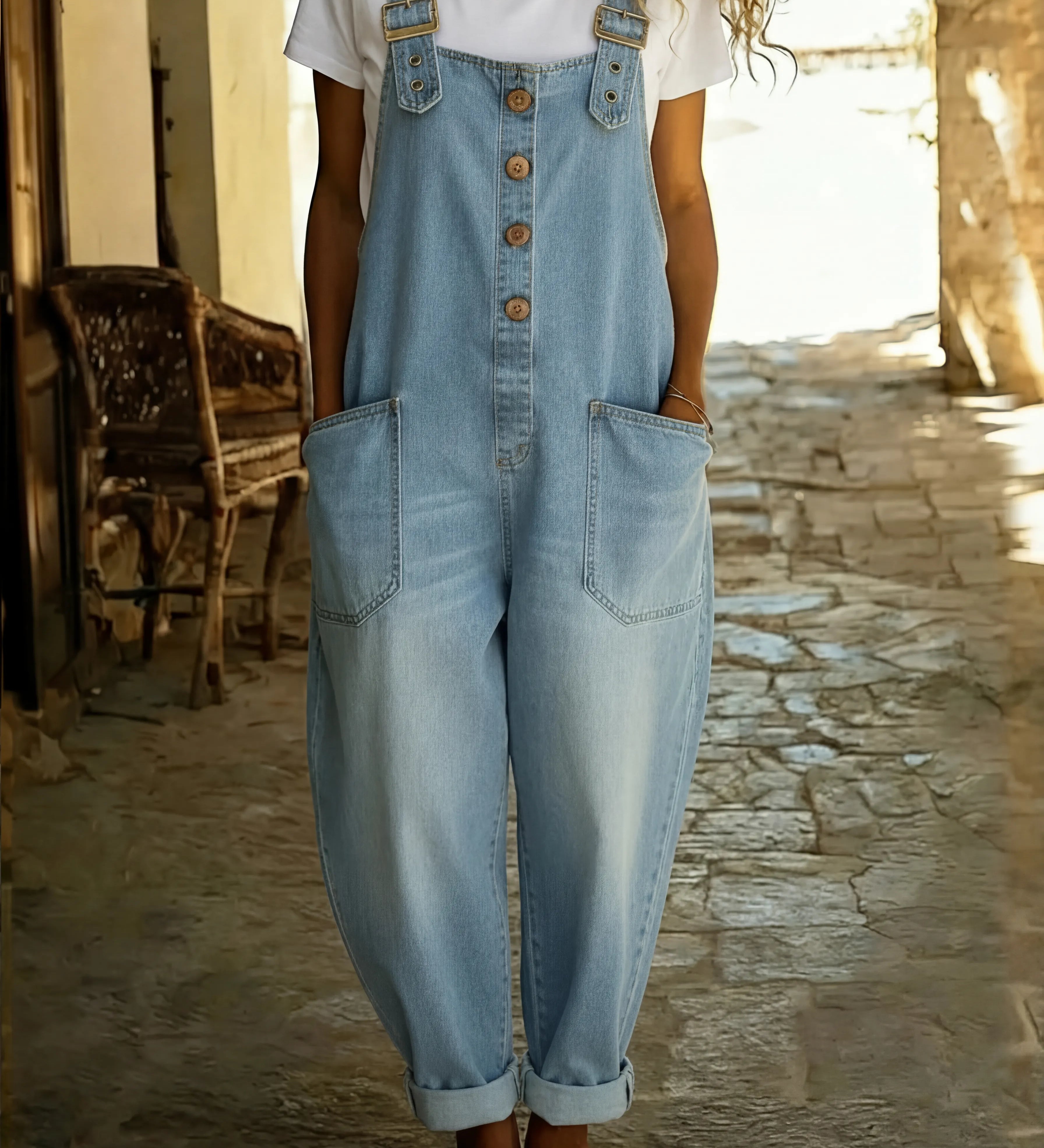 Rocio - Lahe denim jumpsuit with adjustable buckle