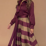 Mila | Striped Long Dress with Lace