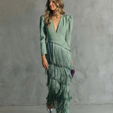Chiara | Elegant Dress with Fringe Sleeves