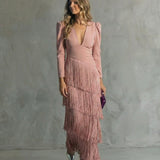 Chiara | Elegant Dress with Fringe Sleeves