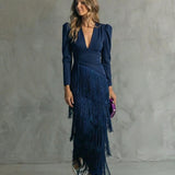 Chiara | Elegant Dress with Fringe Sleeves