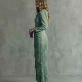 Chiara | Elegant Dress with Fringe Sleeves