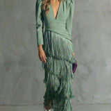 Chiara | Elegant Dress with Fringe Sleeves