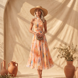 Aurora | Halter Neck Dress with Watercolour Print