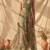 Livia | Elegant Floral Maxi Halter Dress