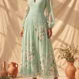 Cisella | Light Green Floral Midi Dress