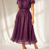 Flavia | Maxi Dress with Drop Neckline and Chiffon Lace Trim