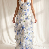 Uri | Floral Midi Dress with Ruffles