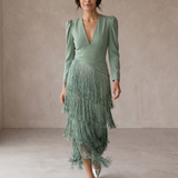 Chiara | Elegant Dress with Fringe Sleeves