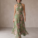 Livia | Elegant Floral Maxi Halter Dress