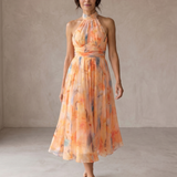 Aurora | Halter Neck Dress with Watercolour Print