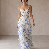 Uri | Floral Midi Dress with Ruffles