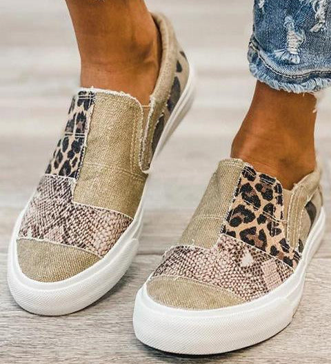 Quinny | Everyday Leopard Print Canvas Slip-Ons