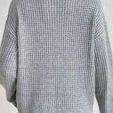 Elegant Women's Sweater with V-Neck in Textured Fabric – Long Sleeves