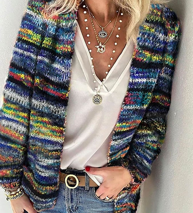 Women's Colourful Knitted Cardigan – Soft and Comfortable Casual Style
