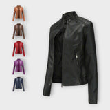 Külli | Elegant leather jacket with a modern line and timeless style