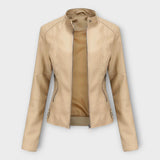 Külli | Elegant leather jacket with a modern line and timeless style