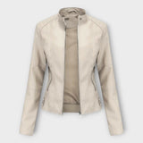 Külli | Elegant leather jacket with a modern line and timeless style