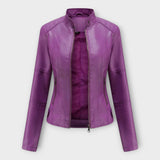 Külli | Elegant leather jacket with a modern line and timeless style