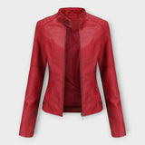Külli | Elegant leather jacket with a modern line and timeless style