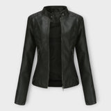 Külli | Elegant leather jacket with a modern line and timeless style