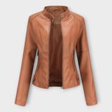 Külli | Elegant leather jacket with a modern line and timeless style