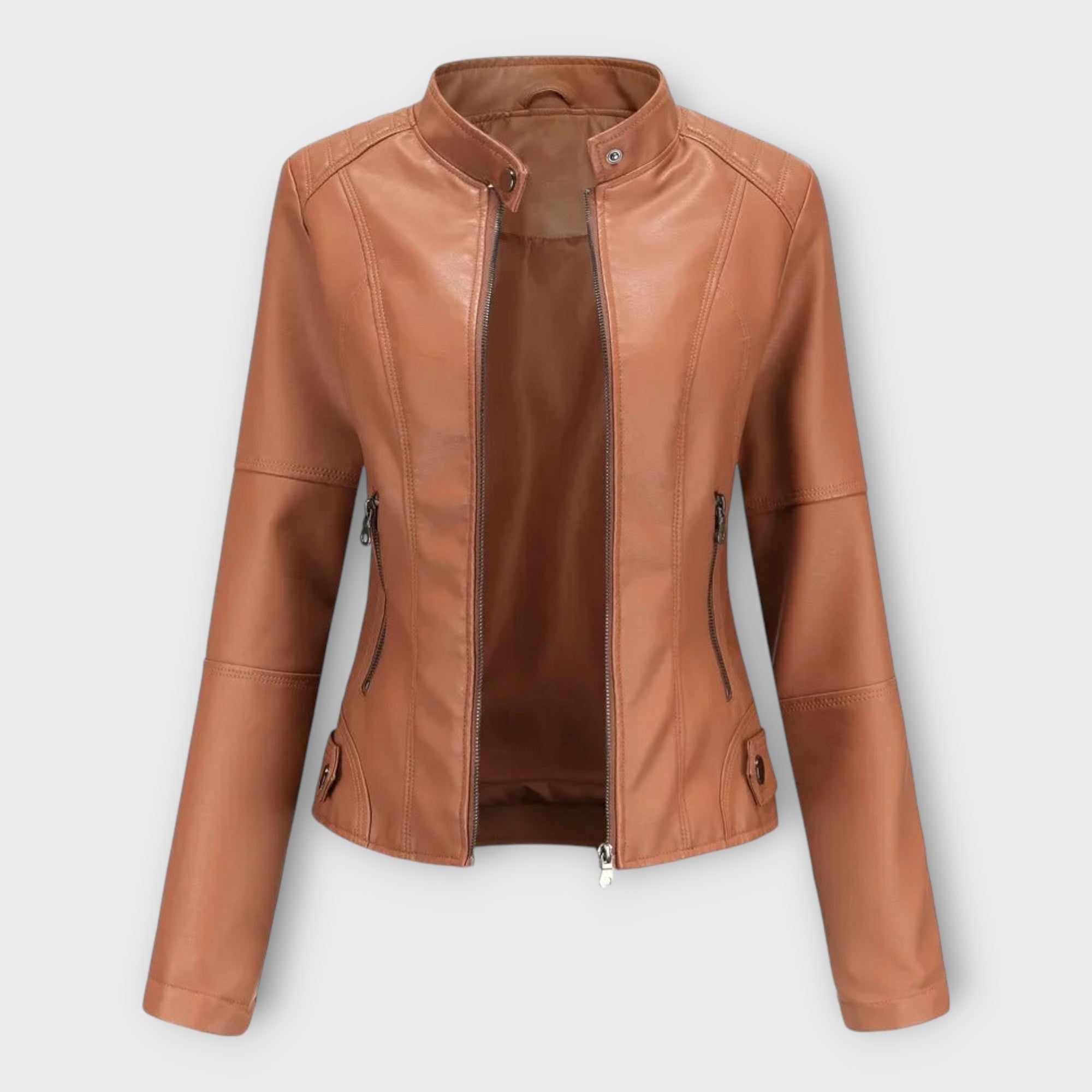 Külli | Elegant leather jacket with a modern line and timeless style