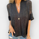 Eva | Knitted Top with V-Neck and Button