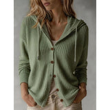 Button-up women's hooded cardigan - Soft and practical