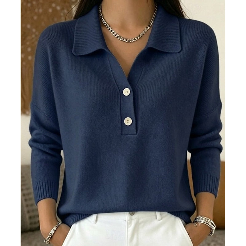 Button-front women's sweater with a refined collar - Chic and comfortable